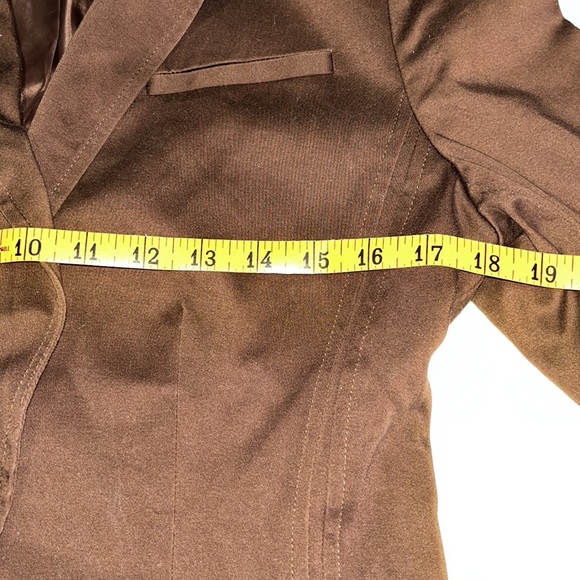 Anne Klein Stretch Brown High Hip Single Breasted One Button Blazer Peak Lapel S - Picture 8 of 9